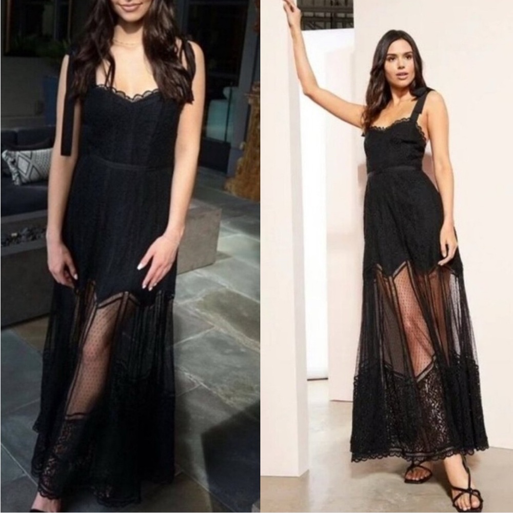 Gianni Bini Black Sheer Lace Maxi Dress - Picture 3 of 10